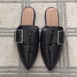 Patent leather slip on shoes